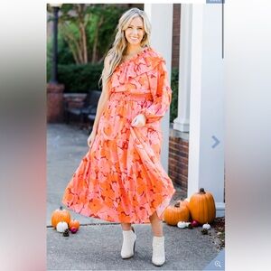 Vibrant Floral One-Shoulder Dress